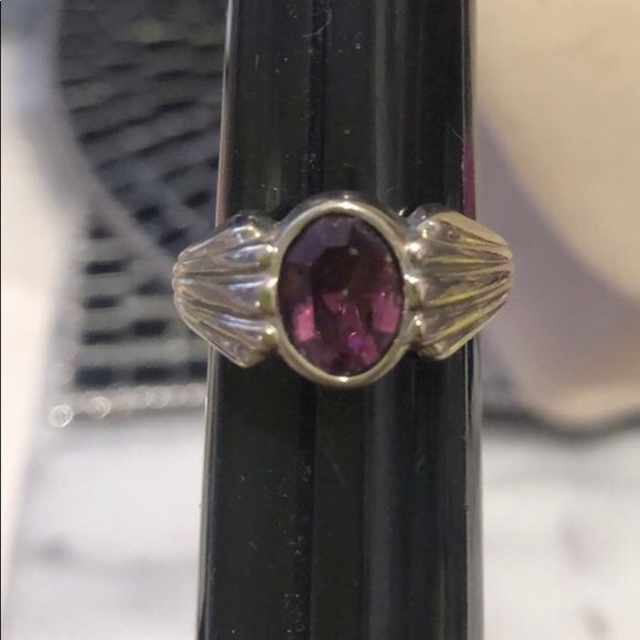 Vintage Amethyst Oval Faceted Silver Ring,sz 6, 7, 8 or 10 - Picture 5 of 9